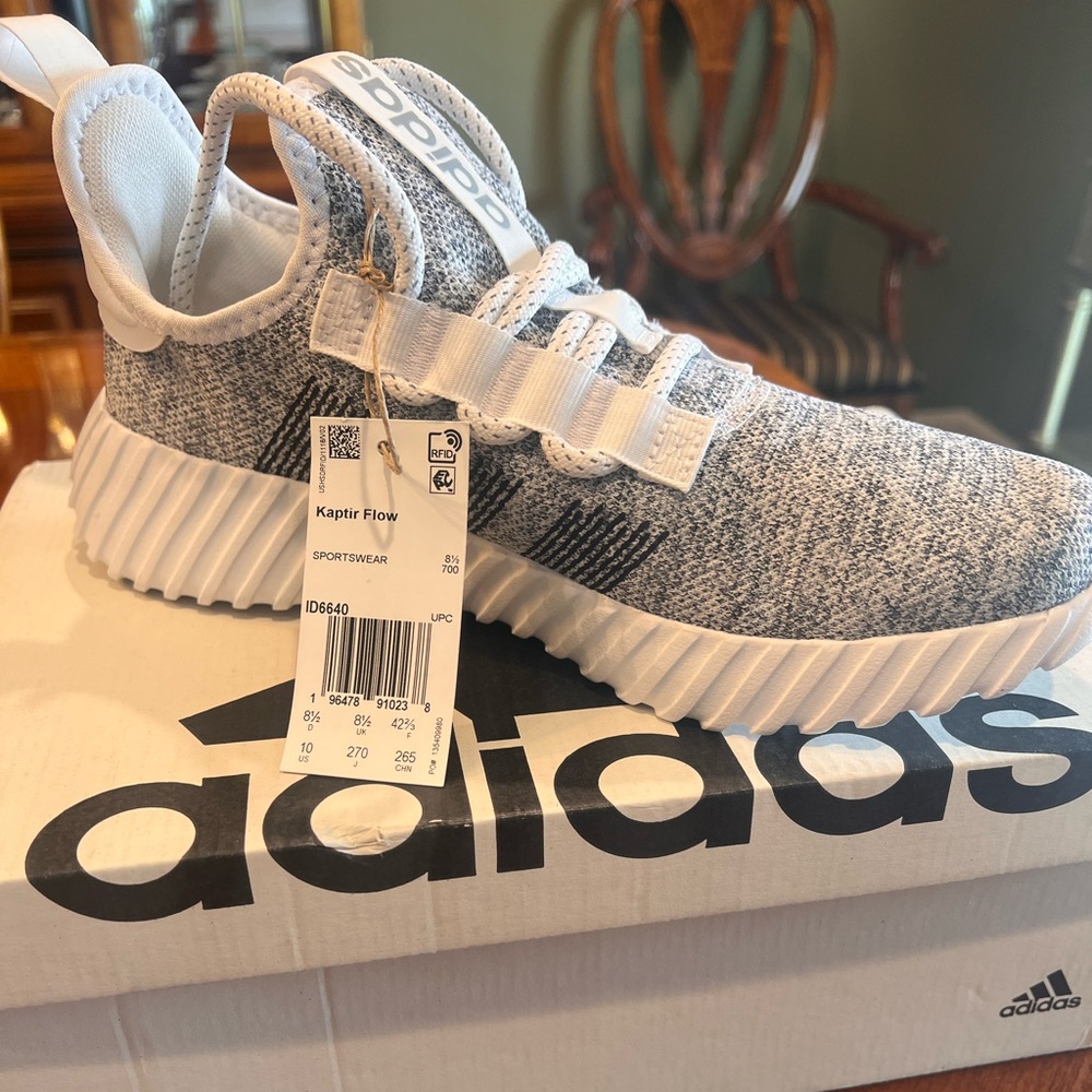 Adidas White and Gray Kaptir Sneakers